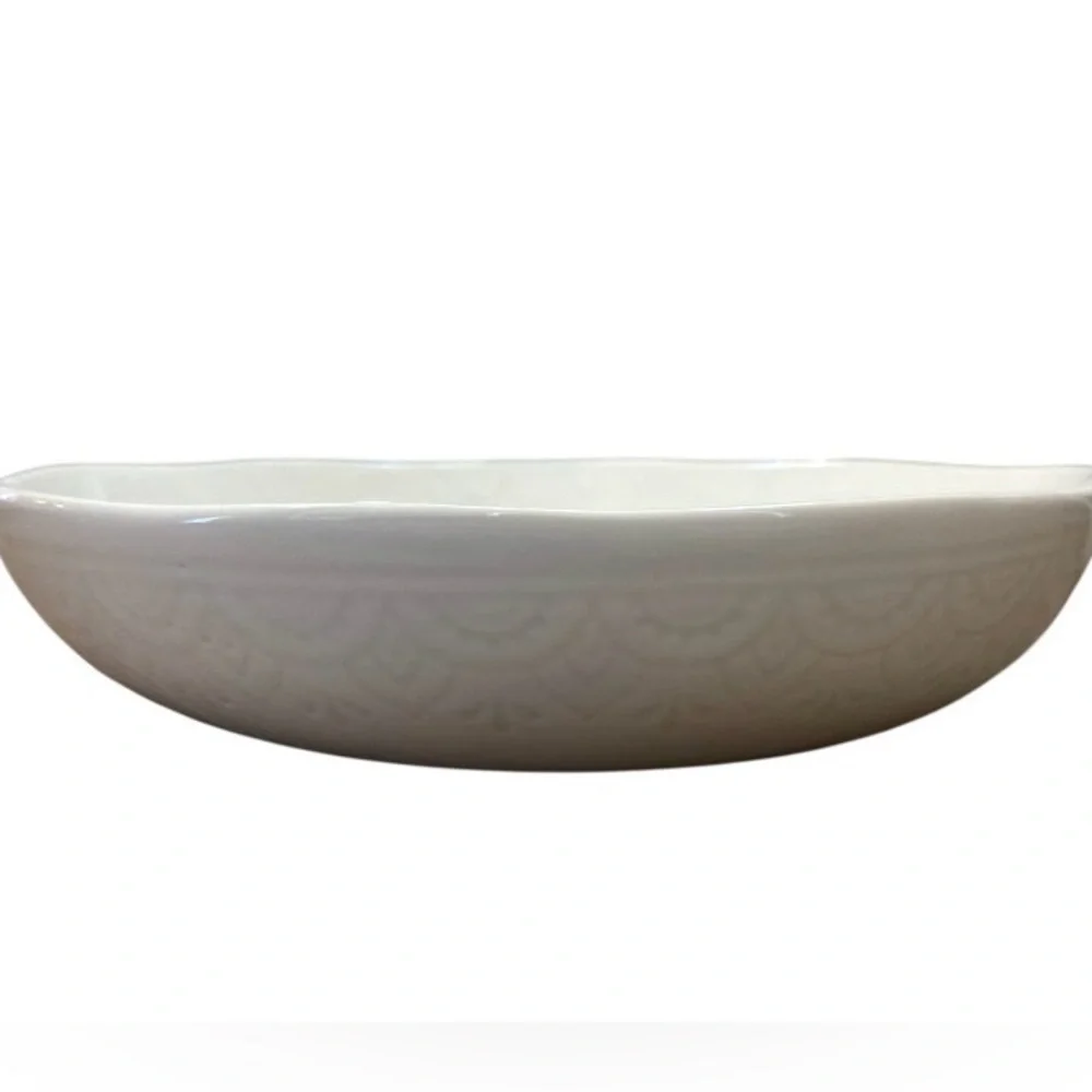 NWT SH Home Henna White Stoneware Dinner Bowl 8.5